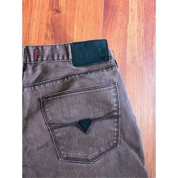 NWOT Men’s Guess Brown acid wash Denim Jeans size 32x32 - Picture 6 of 10